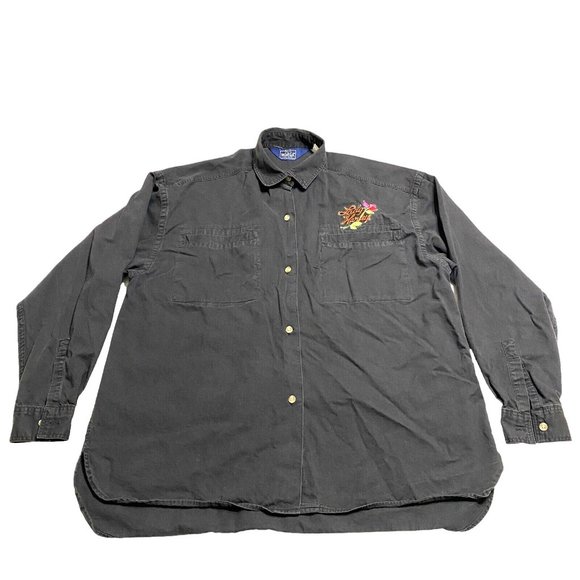 Vintage‎ Woolrich Harley Davidson Patches Womens Button Up Shirt Size 14 Custom - Picture 1 of 13
